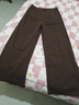 百圖betu女裝秋新款牛仔褲美拉德純棉舒適高腰闊腿褲褲子2408T81 深啡 S 曬單實(shí)拍圖