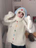 MDUG耳機小熊帽子圍巾一體女秋冬季可愛(ài)毛絨保暖三件套護耳騎行雷鋒帽 可愛(ài)雪人耳機毛絨帽子圍巾手套三件套 雪人白（均碼56-58cm） 曬單實(shí)拍圖
