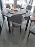 梓屋餐桌家用加厚巖板餐桌椅組合方圓兩用餐桌813#1.35米桌+101皮椅*6 曬單實(shí)拍圖