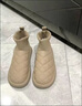 歐品臣雪地靴女防滑防水冬季加絨厚底連襪短靴保暖面包鞋菱格加厚大棉鞋 卡其 39 曬單實(shí)拍圖