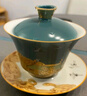 容山堂金絲琺瑯彩三才蓋碗壺承主人杯單杯建盞公道杯陶瓷功夫茶具 青底瑞鶴圖蓋碗 曬單實(shí)拍圖