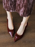 德瑪納簡(jiǎn)約百搭氣質(zhì)高級感絨面拼接溫柔淑女尖頭細跟女單鞋婚鞋 曬單實(shí)拍圖