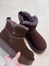 百麗（Belle）顯瘦V口雪地靴女冬季新款商場(chǎng)款厚底增高保暖短靴E8T1DDD5 啡色 35 曬單實(shí)拍圖