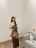 星昔秋冬新款上班通勤大容量托特包2025女式休閑簡(jiǎn)約百搭ins單肩包 卡其色絨面復古包（無(wú)掛件） 曬單實(shí)拍圖