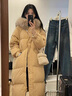 唐菓蜜羽絨棉服女冬季2025新款韓版時(shí)尚連帽大毛領(lǐng)過(guò)膝長(cháng)款加厚保暖棉襖 卡其色 M 曬單實(shí)拍圖