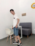 唐號（tanghao）牛仔短褲男2023夏季薄款寬松休閑七分中褲潮牌韓版潮流修身五分褲 藍色 XL 曬單實(shí)拍圖