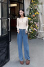 衣品天成寬松高腰窄版直筒牛仔褲休閑個(gè)性雙扣設計秋季女簡(jiǎn)約顯瘦百搭褲子 曬單實(shí)拍圖