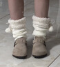 津炳勝堆堆襪女針織襪套秋冬lolita可愛(ài)毛絨腿套日系jk中筒襪踩腳小腿襪 白色-踩腳【加厚款】 均碼 1雙裝 曬單實(shí)拍圖