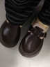 百麗踏【廠(chǎng)牌】冬季顯高半托厚底加絨勃肯毛毛棉鞋包頭半拖女外穿 棕色加棉-5厘米 37 曬單實(shí)拍圖