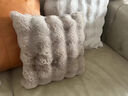 駱易家（LORiCA）客廳沙發(fā)抱枕頭床上大靠背家用毛絨床頭靠枕冬季方形大抱枕套靠墊 咖色-暖絨【加長(cháng)仿兔絨】 50cm*50cm 含枕芯 抱枕(枕套+枕芯) 曬單實(shí)拍圖