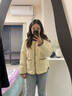 坦博爾輕薄餅干羽絨服女短款翻領(lǐng)保暖時(shí)尚韓版外套TD236266 黃油蜜 M 165/88A 曬單實(shí)拍圖
