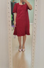 她享短袖連衣裙女方領(lǐng)赫本風(fēng)小個(gè)子高級感時(shí)尚紅色禮服裙子T143Q1426 紅色 L 曬單實(shí)拍圖