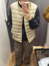 優(yōu)衣庫女裝高級輕型羽絨便攜式背心/輕暖便攜新款478576 478576/31米色 L 曬單實(shí)拍圖