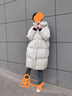 ELLE90白鴨絨中長(zhǎng)款寬松連帽羽絨服女2023冬裝新款小眾直筒外套 米白 S 曬單實(shí)拍圖