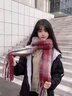 俞兆林海鹽奶咖格子圍巾女氛圍感顯白藍格圍脖韓系加厚保暖披肩百搭禮盒 酒紅色【漸變格子-流蘇圍巾】 曬單實(shí)拍圖