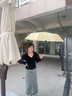 NEXYCAT法式高顏值彩膠公主花邊晴雨傘兩用女折疊防曬防紫外線(xiàn)遮陽(yáng)太陽(yáng)傘 奶油黃-加厚黑膠-晴雨兩用-手動(dòng) 曬單實(shí)拍圖