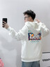 LEEREDPOI潮牌寬松套頭衛衣男韓版連帽印花休閑長(cháng)袖t恤男女同款春秋外套 白色加絨 XL （建議130-145斤） 曬單實(shí)拍圖