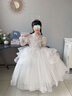 寧悠小提琴演出禮服女兒童童公主裙花童小孩高端晚仙氣生日宴主持人鋼 白色 130 均碼 曬單實(shí)拍圖
