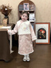 班喜迪漢服女童套裝秋冬裝洋氣寶寶周歲禮服兒童中式旗袍裙國風(fēng)唐裝衣服 粉色 130 曬單實(shí)拍圖