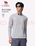 駱駝（CAMEL）長(cháng)袖速干T恤男跑步健身圓領(lǐng)運動(dòng)上衣 C15CAVLZ012 黑夜藍 L 曬單實(shí)拍圖