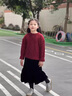 moonkids紅色毛衣女童2025新年衣服兒童拜年服喜慶冬裝加厚毛衣套裝秋冬季 19741紅色 130 130cm 曬單實(shí)拍圖