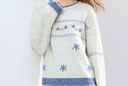 百圖（betu）女裝2025年冬季新款毛衣手工鉤花撞色費爾島提花長(cháng)袖上衣2510T50 藍色 XS 曬單實(shí)拍圖