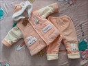 女寶寶秋冬夾棉套裝0-1-2歲嬰幼兒薄棉外出服衣服春加厚三件套 藕粉色 常規 小兔三件套 80 建議1-1.5歲 曬單實(shí)拍圖
