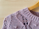 深呼吸DEEP BREATH女裝圓領(lǐng)水滴袖肌理鏤空羊毛針織衫女A302025 香芋紫 XL (5) 曬單實(shí)拍圖