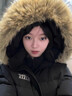圣保美冬季短款羽絨棉服女2025新款連帽棉襖顯瘦高級感大毛領(lǐng)棉衣外套女 黑色 S （100斤以?xún)龋?曬單實(shí)拍圖