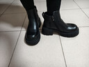 星期六短靴女粗跟圓頭復古增高小個(gè)子時(shí)尚馬丁靴2025秋季新款 黑色 36 (230mm) 標準碼 曬單實(shí)拍圖