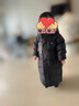 巴布豆（BOBDOG）兒童羽絨服男女童A類(lèi)抗菌面料連帽外套中長(cháng)款 黑色 100 曬單實(shí)拍圖