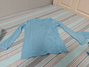 小藍象2025新品裸感兒童長(cháng)袖短袖男女孩排汗速干打底衫家居服套裝 粉藍色 140 曬單實(shí)拍圖