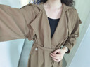 Olrain歐芮兒風(fēng)衣外套女秋裝寬松顯瘦氣質(zhì)休閑英倫風(fēng)過(guò)膝大衣 咖色（第二批次） L 曬單實(shí)拍圖