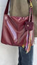 紅谷包包女包2025新款真皮單肩腋下包亮面油蠟牛皮hobo包通勤軟包 煙熏紅棕 曬單實(shí)拍圖
