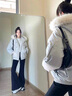 艾珠兒（Aizhuer）羽絨棉服女2025冬季新款學(xué)生加厚小個(gè)子保暖棉衣派克服棉襖外套 白灰色 M 曬單實(shí)拍圖