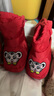 兔八八秋冬嬰兒棉鞋軟底高幫加棉0-1歲男女寶寶保暖鞋腳套拉鏈防水 紅色虎頭 內長(cháng)12.5厘米，幫高15厘米 曬單實(shí)拍圖