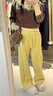 皮爾卡丹（pierre cardin）黃色加絨運動(dòng)褲女秋冬2025新款休閑直筒窄版闊腿褲冬季加厚衛褲子 【加絨加厚】檸檬黃色-款(適 常 S 建議80-95斤 曬單實(shí)拍圖