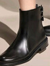 思加圖冬季新款英倫風(fēng)短靴粗跟時(shí)裝靴黑色氣質(zhì)女靴EAJ43DD5 英倫淺黑 35 曬單實(shí)拍圖