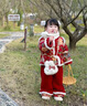 G.duck小黃鴨女童拜年服兒童漢服冬季加絨中小童唐裝女寶寶中國風(fēng)兩件套 紅色 90 尺碼1~2歲【 80-90cm】 曬單實(shí)拍圖