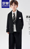 羅蒙兒童西裝套裝英倫花童禮服男童學(xué)院風(fēng)休閑西服鋼琴演出服 黑色110 曬單實(shí)拍圖