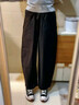 優(yōu)衣庫女裝休閑廓形長(cháng)褲/系腰帶彎刀鐮刀褲子481028 481028/09黑色 L 曬單實(shí)拍圖