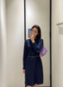 皮爾卡丹（pierre cardin）2025新款早秋長袖連衣裙女配大衣優(yōu)雅毛衣裙半高領打底 藏青色.【版】 XL 曬單實拍圖