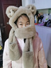 京悠雨兒童帽子冬季保暖女童毛絨帽圍巾一體帽新款擋風(fēng)口罩手套男寶寶帽 米白-米奇口罩四件套、2歲-7歲頭圍48-52cm 曬單實(shí)拍圖