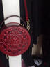 ANYSMIC國際一線(xiàn)品牌女包2025款斜挎包圓形包真皮女包文藝風(fēng)范復古手提包 中國紅 曬單實(shí)拍圖