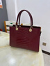 歌詩(shī)嫚（Geshiman）頭層牛皮真皮鱷魚(yú)紋包包女包潮流百搭婚包大氣中年媽媽女手提包 酒紅7206 曬單實(shí)拍圖