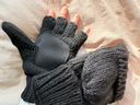 恒源祥毛線(xiàn)手套半指翻蓋男女冬季韓版羊毛加絨加厚針織保暖戶(hù)外騎行手套 男士翻蓋深灰色 曬單實(shí)拍圖