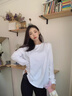 名創(chuàng  )優(yōu)品（MINISO）2026春季新款女裝百搭潮流時(shí)尚上衣女寬松休閑圓領(lǐng)純棉長(cháng)袖t恤衫 【重磅不透】白色(純色) M 160 (不褪色 不變形) 曬單實(shí)拍圖