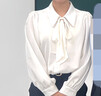 諄梧白襯衫女法式蝴蝶結燈籠袖白色通勤襯衣女正裝面試職業(yè)裝襯衣雪紡 【燈籠袖】蝴蝶結襯衫 M （適合85-115斤） 曬單實(shí)拍圖