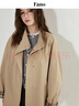 fano studios范洛Fano 英倫風(fēng)范袖口撞色格紋拼接中長(cháng)款金屬四合扣風(fēng)衣外套女 卡其色第二批 S 曬單實(shí)拍圖