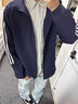 燦圖三條杠夾克外套男春秋季棒球服美式立領(lǐng)設計感寬松百搭潮流上衣服 藏青色 XL 建議120斤到140斤 曬單實(shí)拍圖